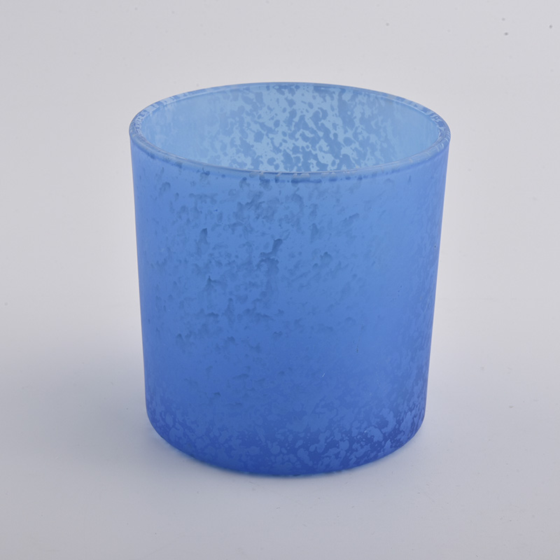 14oz light blue matte glass candle holders for home decoration
