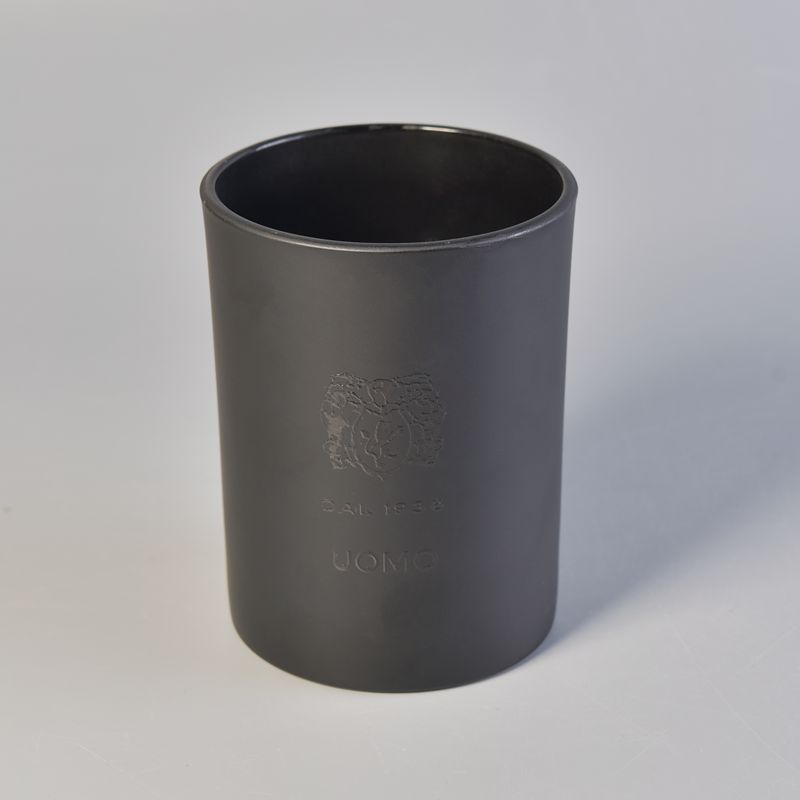 Matte black 10oz glass candle jar with logo printing