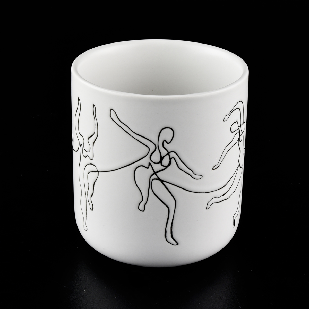 Matte White Ceramic Candle Vessels With Custom Patterns - COPY - i3tsjv