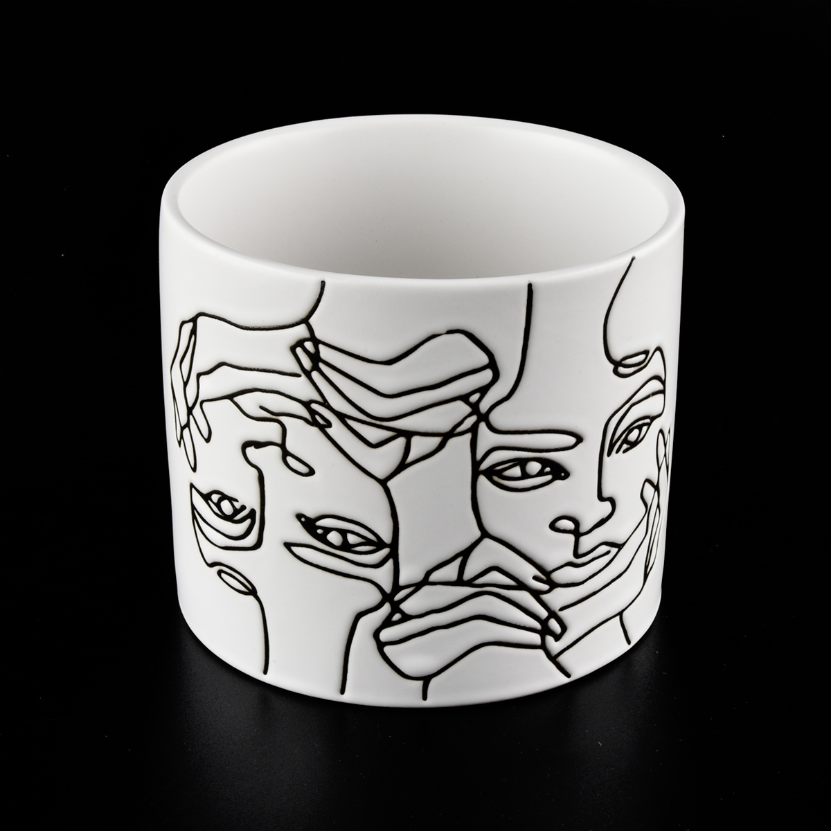 Popolari vasi di candele in ceramica bianca 12oz con disegni personalizzati