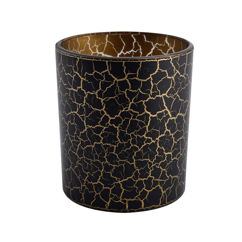 Unique crack black glass candle jars