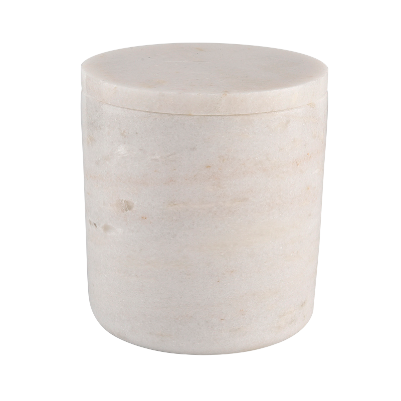 Baltas marmuro akmens cilindras žvakių stiklainiai su dangteliais