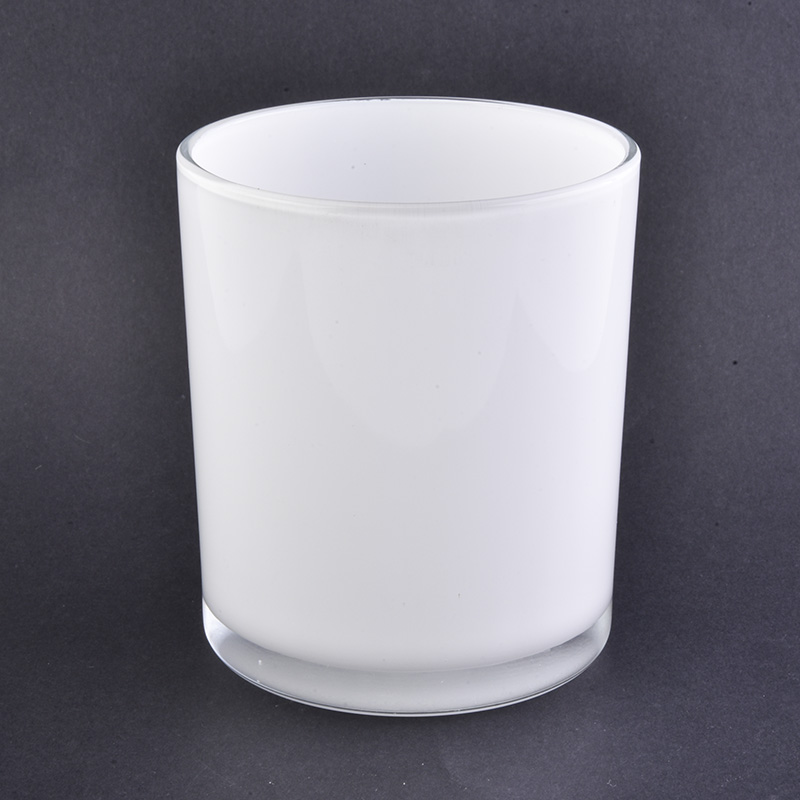Barattolo di candela in vetro bianco con fondo trasparente