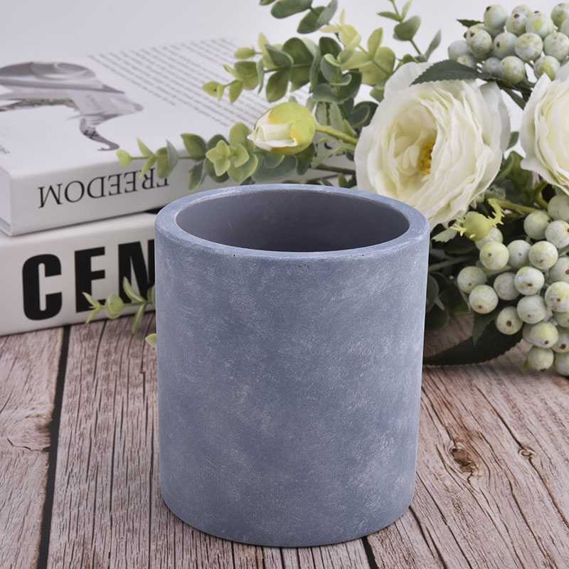 Wholesale Blue Round Concrete Jars for candles for home decor