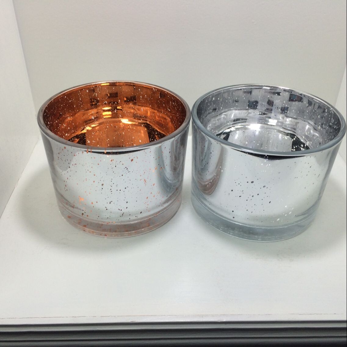 mercury 500ml glass candle holders with gold lid