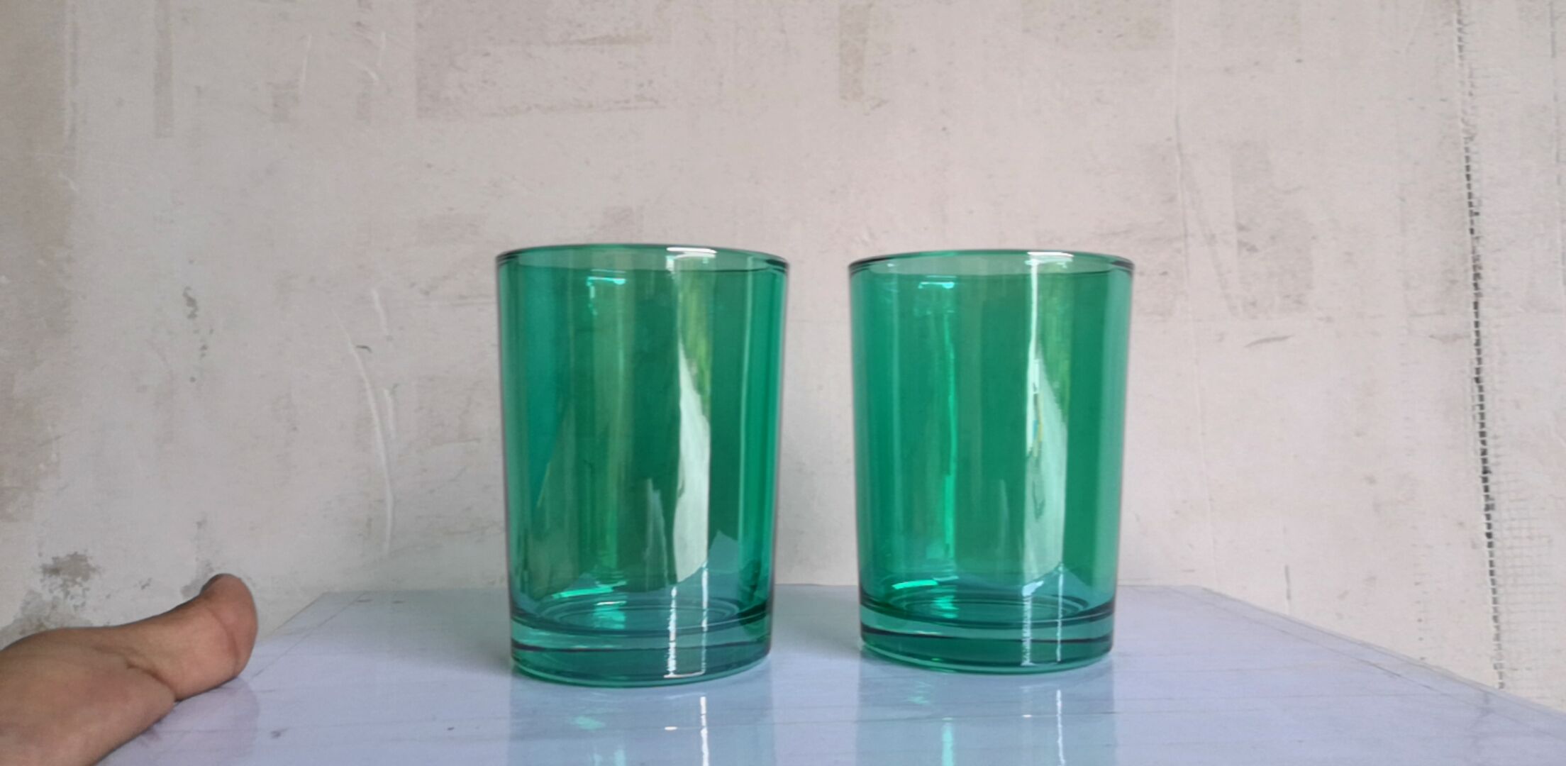 irridescent shiny glass candle jars with thick wall