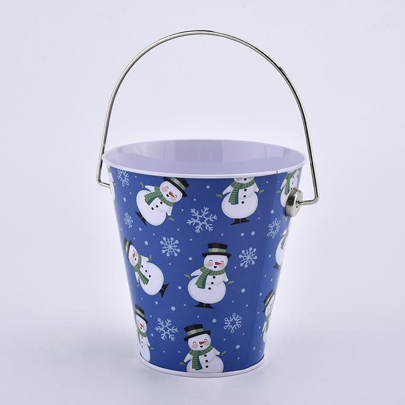 Mājas dekors Blue Color Tin Candle Bucket Jar