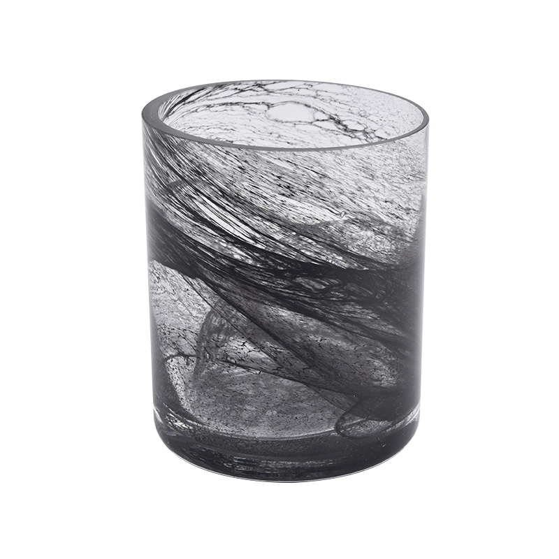 Bougeoirs en verre gris de cylindre pour bougie parfumée