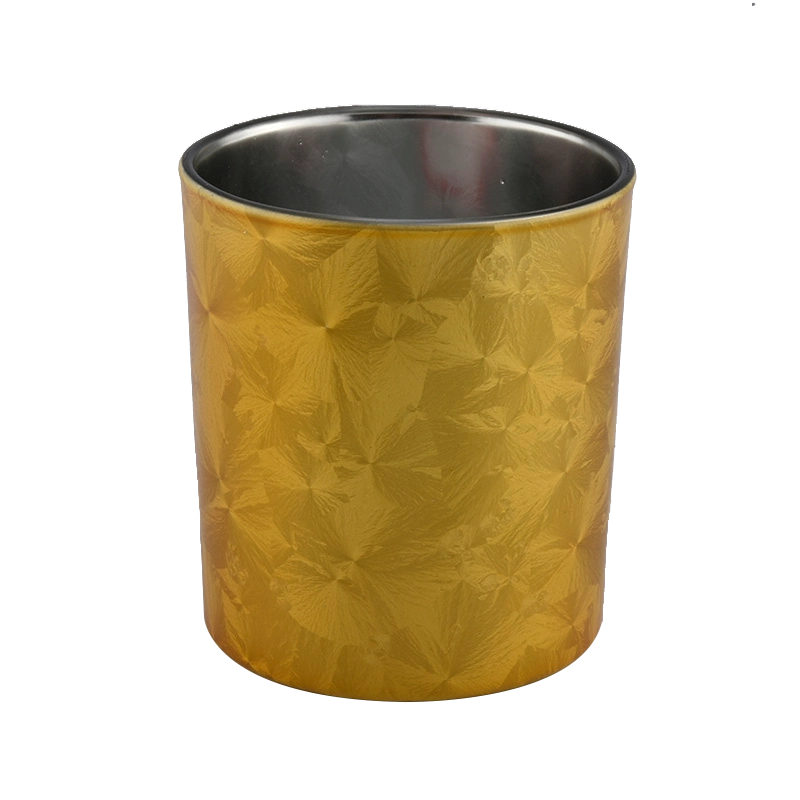 Kina Luksus elektroplating Gold 300ml Cylinder Glaskrukke fra Sunny Glassware fabrikant