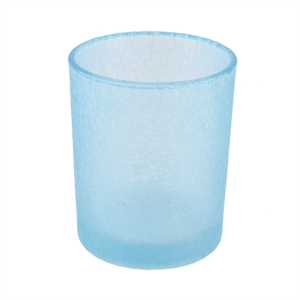 light blue frosted glass candle holders