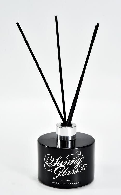 Borong 8oz 10oz Black Glass Candle Holder dengan Logo Custom