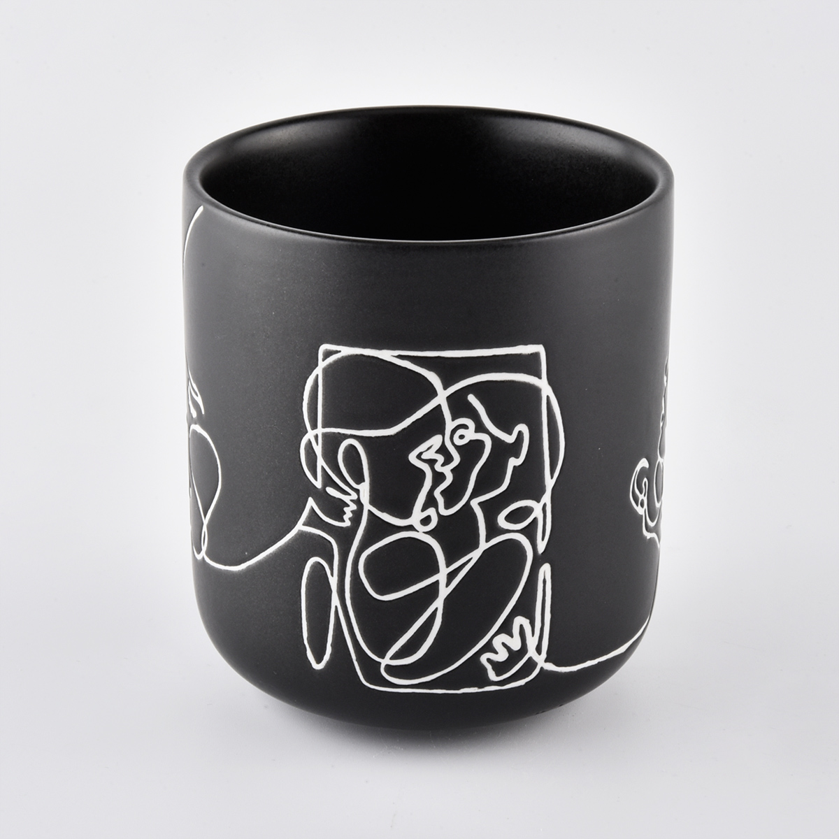 Custom Cylinder Black Ceramic Candle Jar for Making 