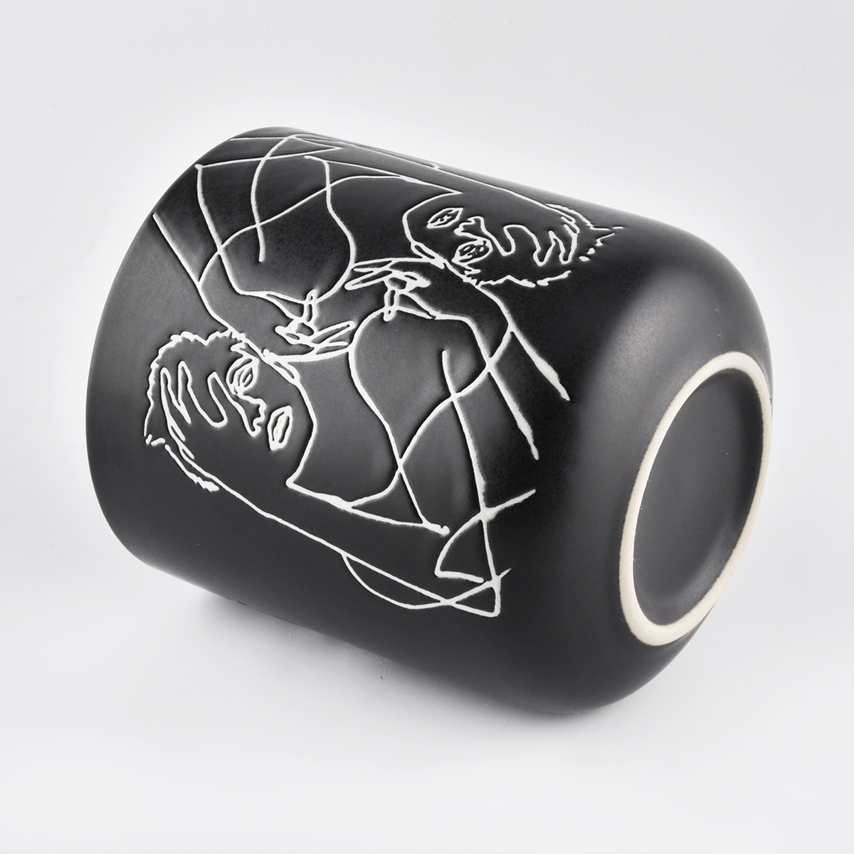 Custom Silinder Black Ceramic Lilin Jar untuk membuat