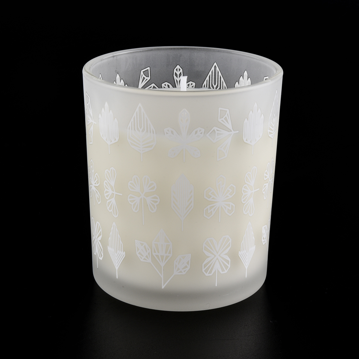 Παγωμένο λευκό κυλίνδρου γυάλινο βάζο για τη λήψη κεριών