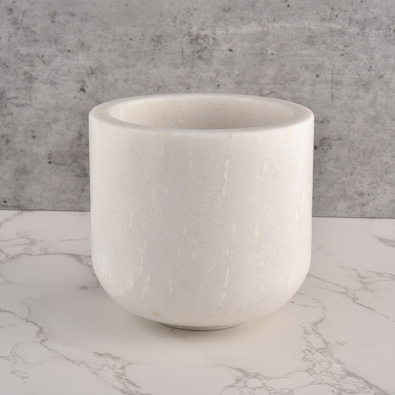 Marble White Cylinder Candle Vessel Wholesale