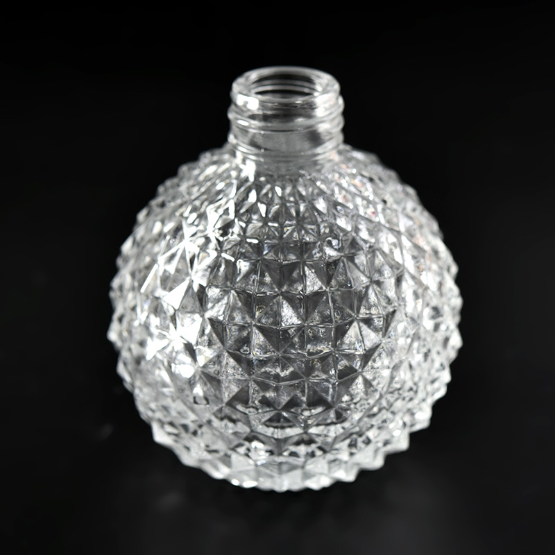Luxury diamond effect 220ml luxury cylinder glass bottle for supplier