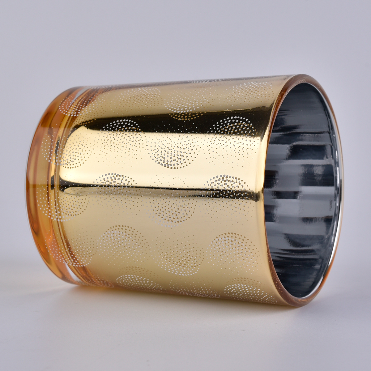 電気めっきスライバが付いているゴールドガラスキャンドル容器
