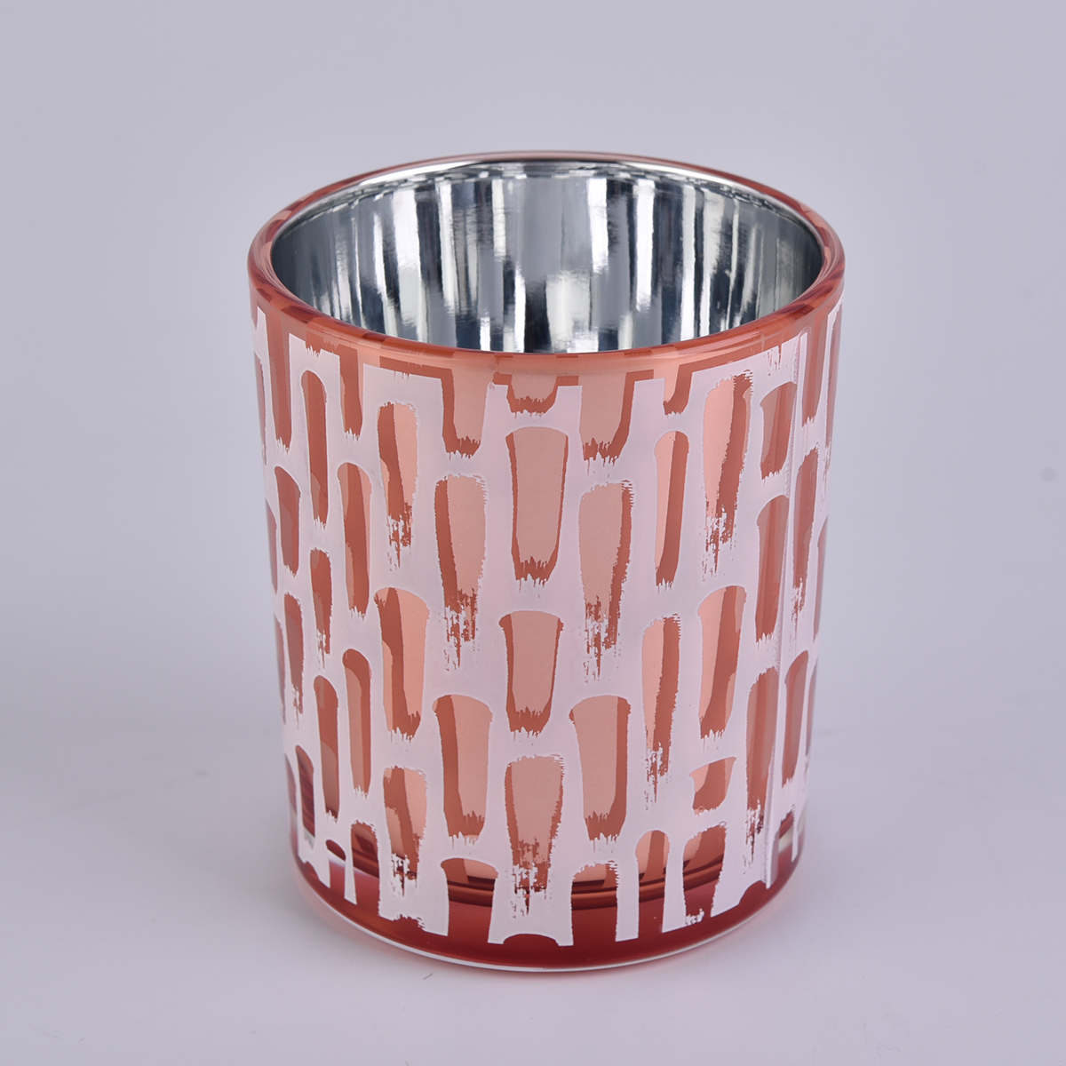 rose gold glass candle jar with electroplating sliver inside