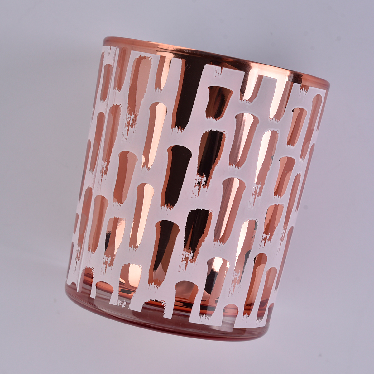 Rose Gold Glass Lilin Jar dengan Penggera Electroplating Inside