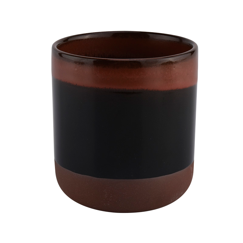 new black color with brown color ceramic candle jar
