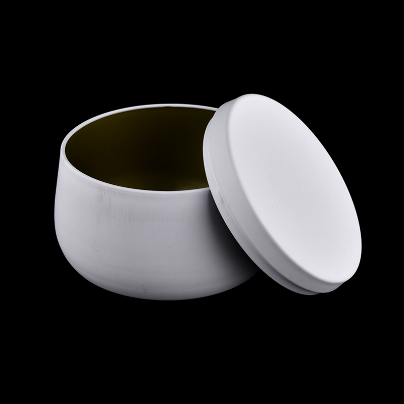 Matte White Round Tinplate Lilin Jars dengan Lids