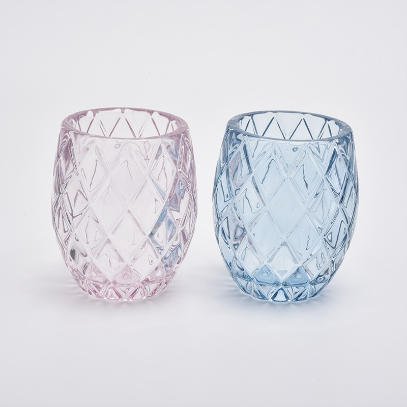 200ml Pink Diamond Effect Cylinder Glass Lilin Jar untuk Perkahwinan