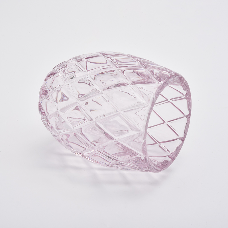 結婚式のための200mlピンクのダイヤモンド効果シリンダーガラスキャンドルジャー