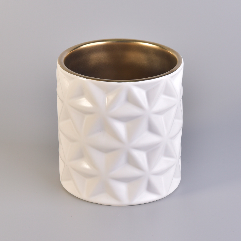 Custom White Pattern Ceramic Candle Jar Supply