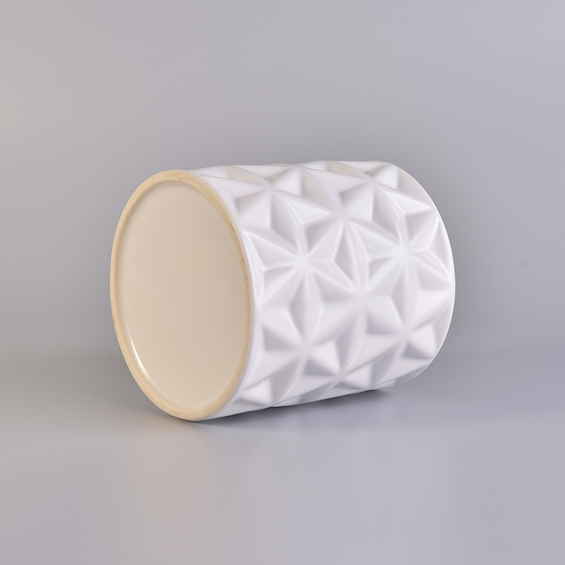 Custom White Pattern Ceramic Candle Jar Supply