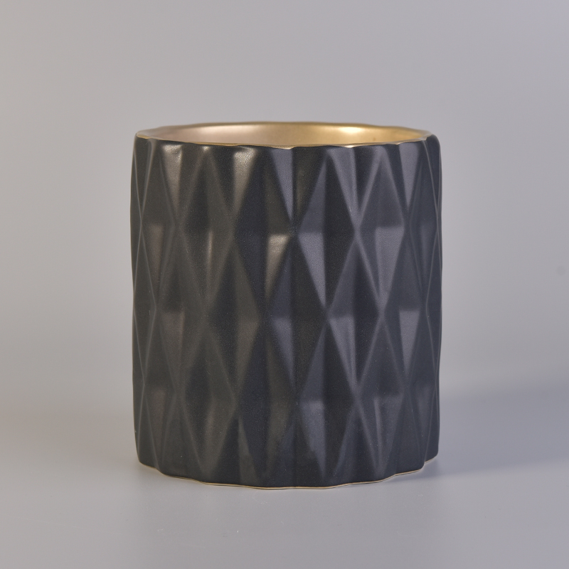 Mewah Matte Black Ceramic Candle Jar Supplier