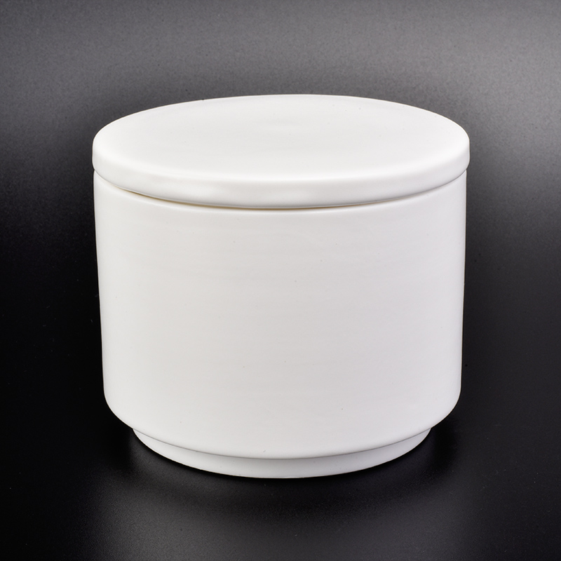 Brugerdefineret cylinder hvid sort keramisk stearinlys krukke til fremstilling 10oz