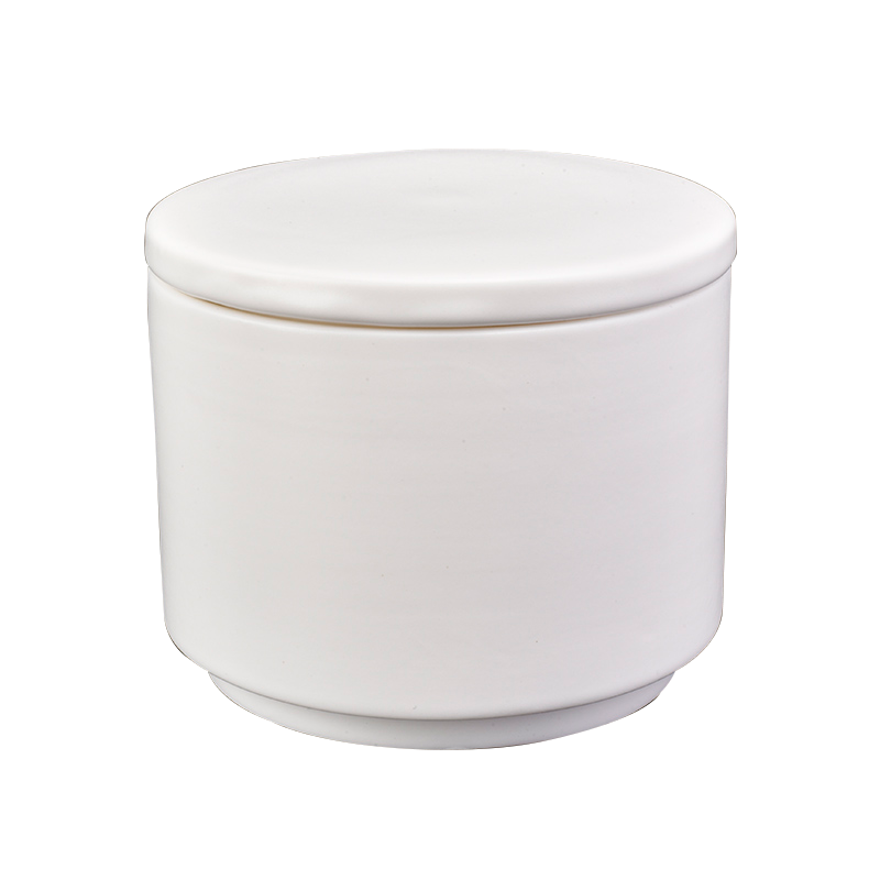 Custom Cylinder White Black Ceramic Candle Jar til að gera 10oz