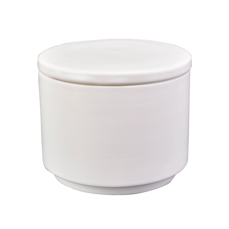 Custom Cylinder White Black Ceramic Candle Jar for Making 10oz
