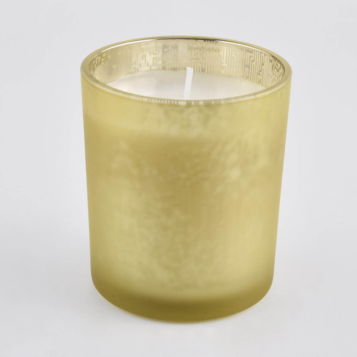 Tarro de cristal amarillo helado para la fabricación de velas