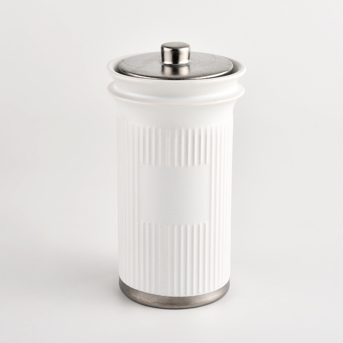 Custom tall white ceramic jars for candle filling with lids