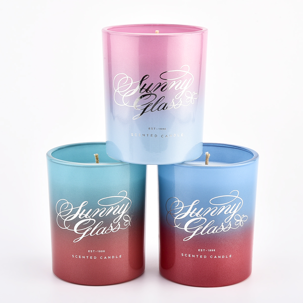8oz 10oz 12oz 16oz gradient color ombre glass candle jars