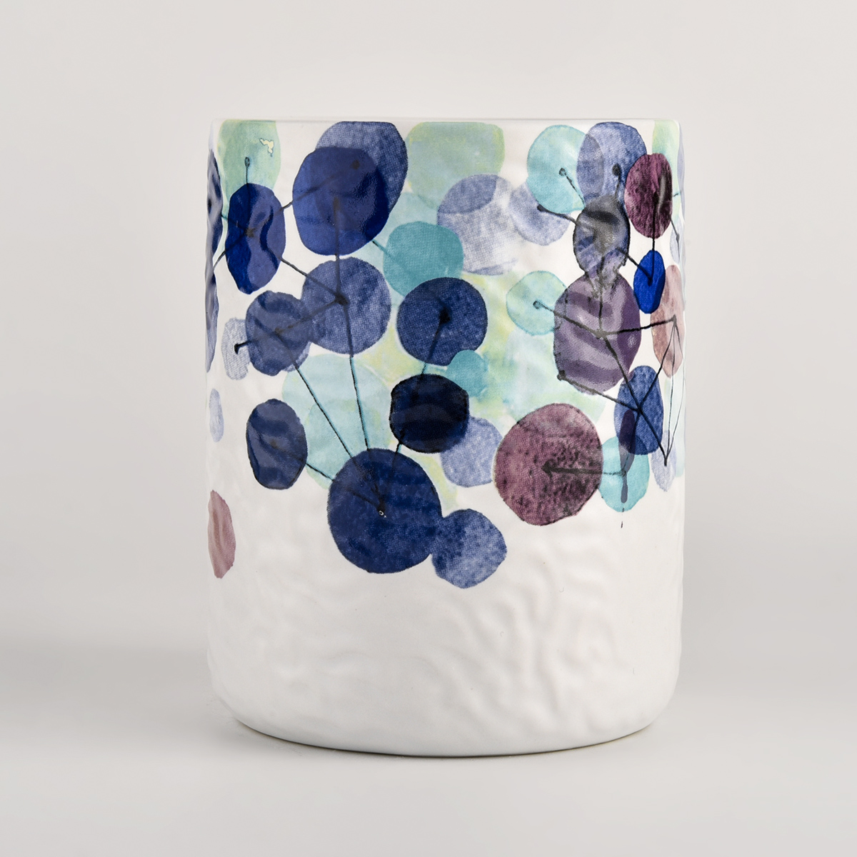 Custom Flower Pattern Votive Ceramic Jars for Candles 