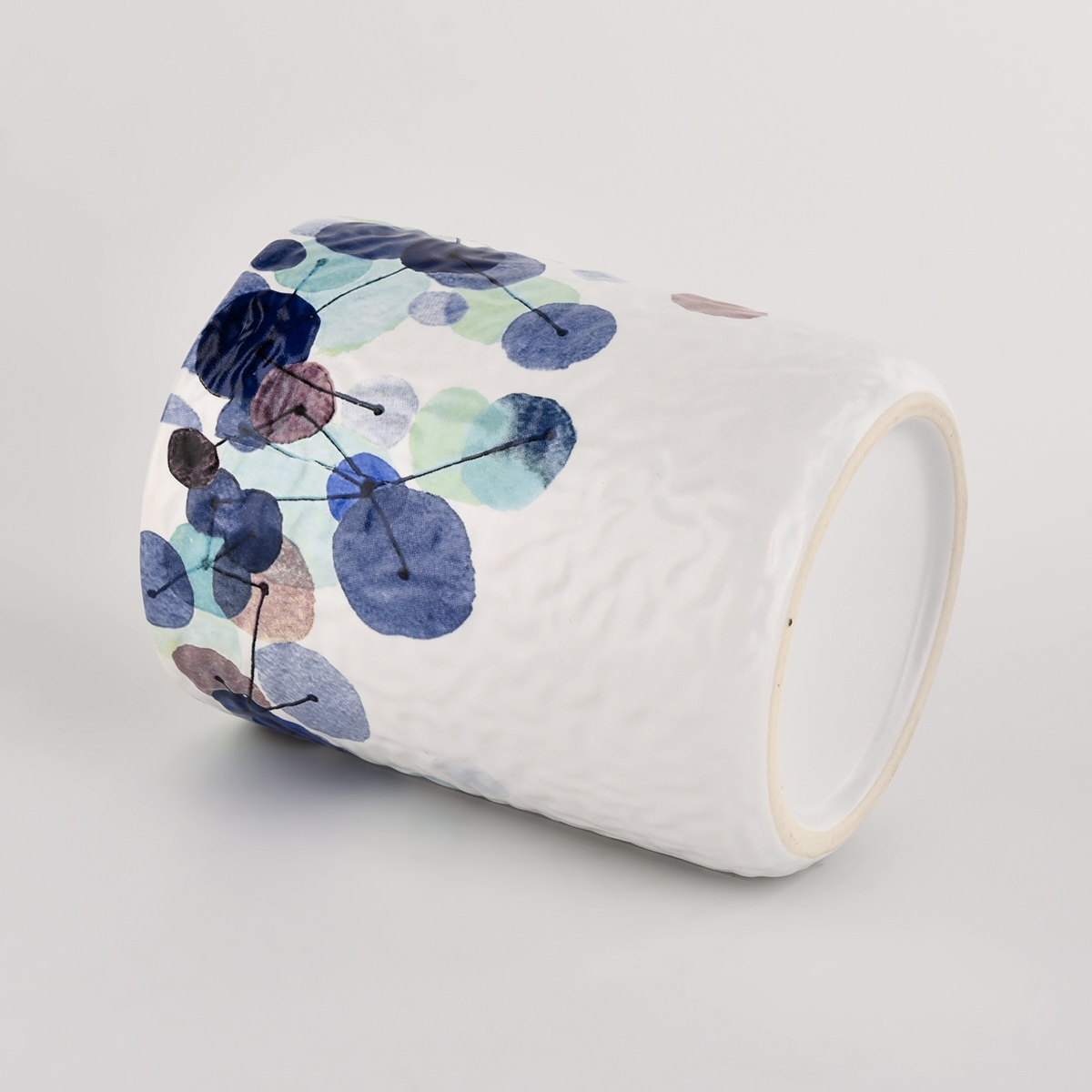 Corak Bunga Custom Votive Ceramic Jars untuk Lilin
