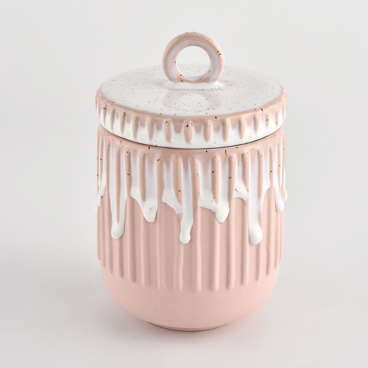 home decor pink ceramic candle jar with lid 