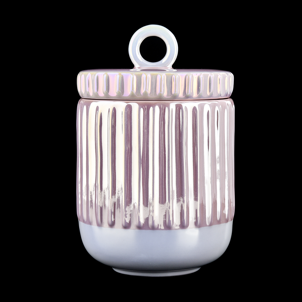 cute pink glossy electroplating ceramic candle jars with lids
