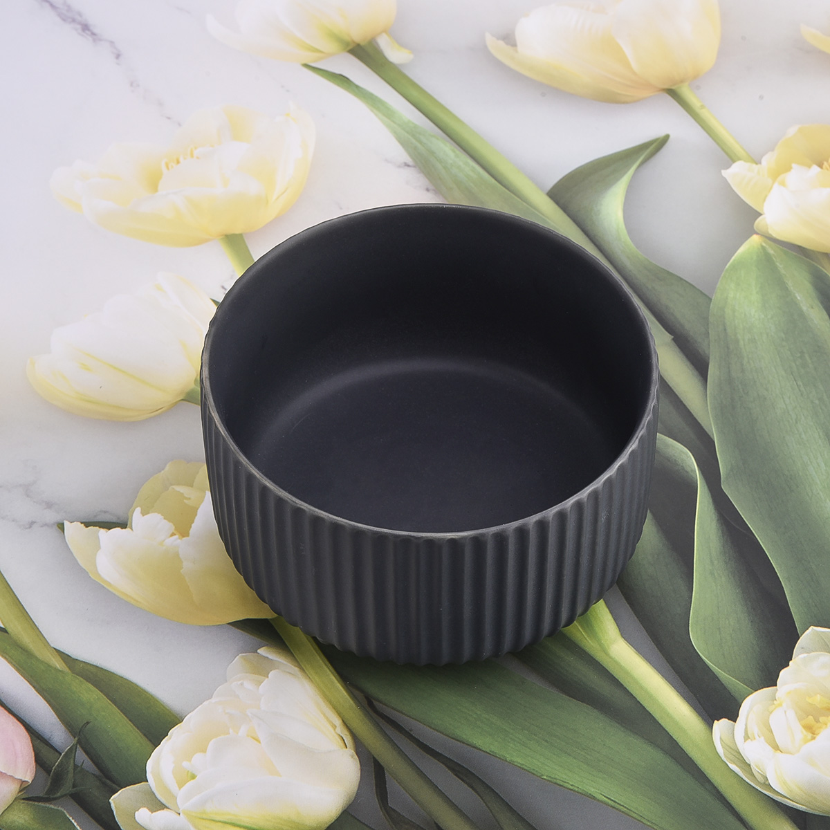 Custom Matte Black Ceramic Candle Container for Large Candles Holder  