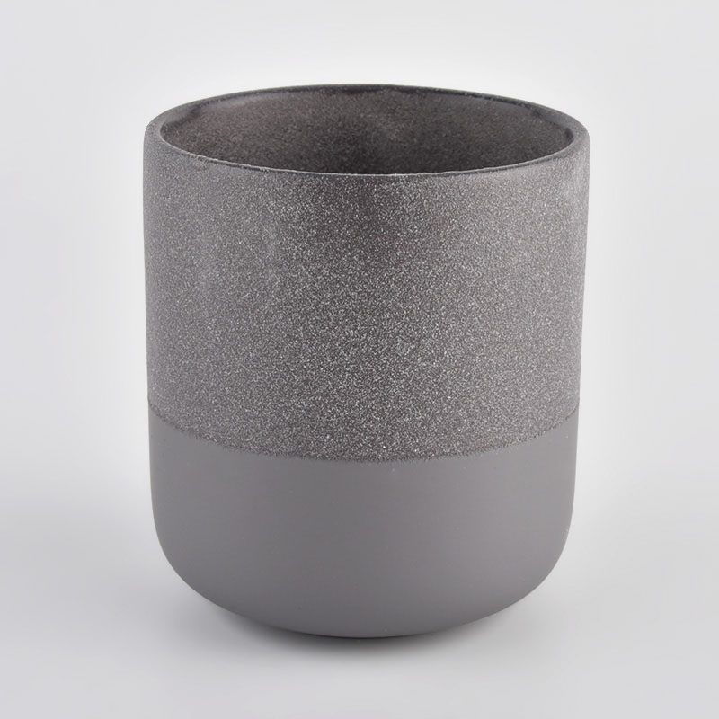 12oz empty ceramic candle jar frost grey candle vessel