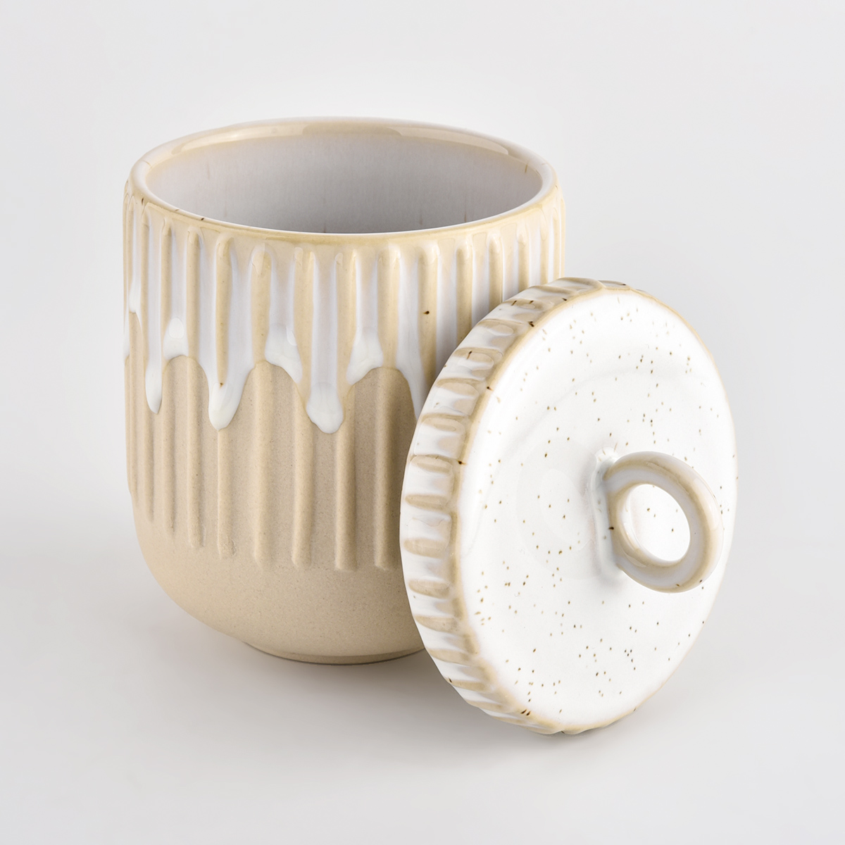 vaso de vela de cerâmica exclusivo com decoração para casa com tampa