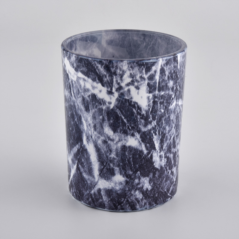 Newly design 300ml rock effect cylinder glass candle holder for wholesale