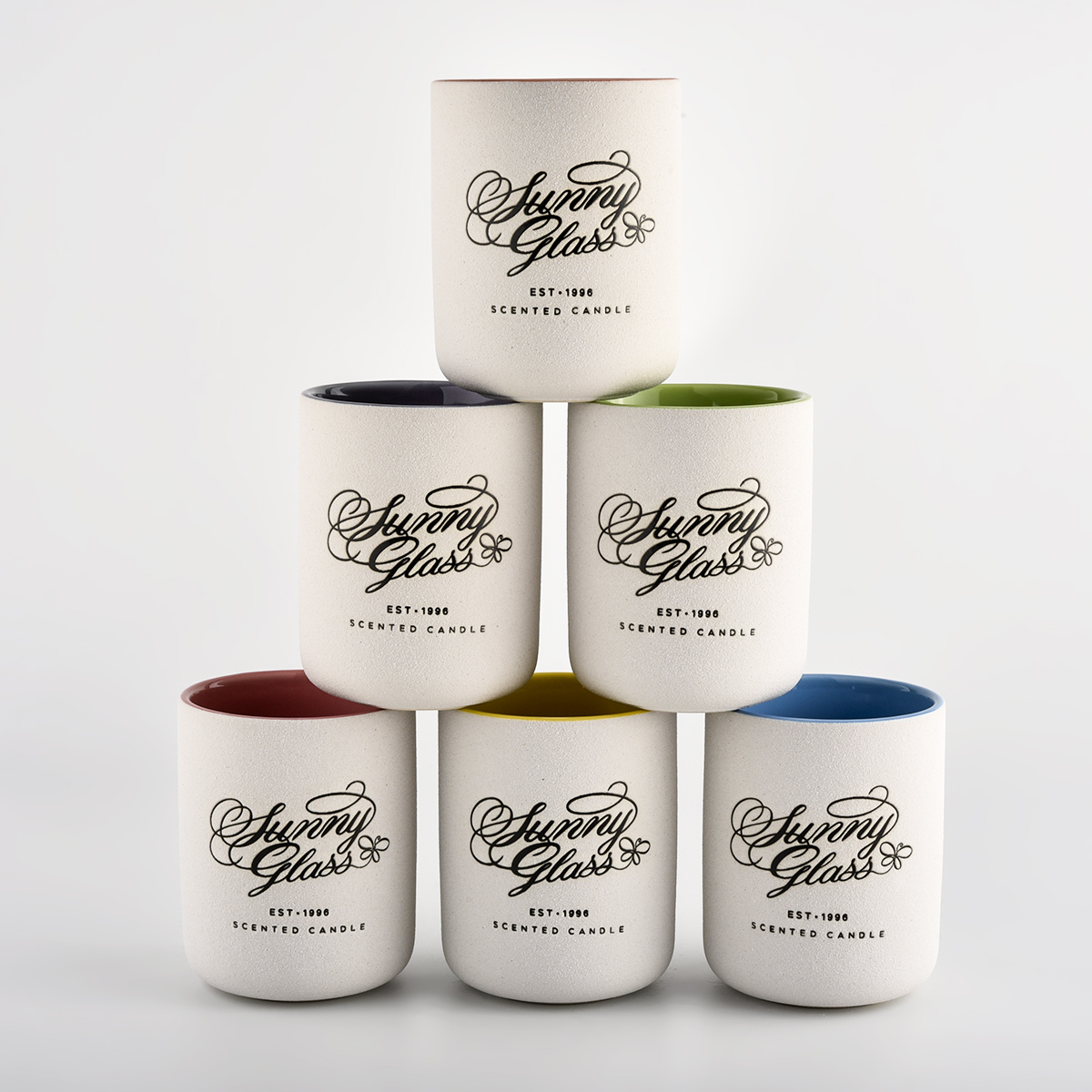 glazing color ceramic candle jars with brand name on it 