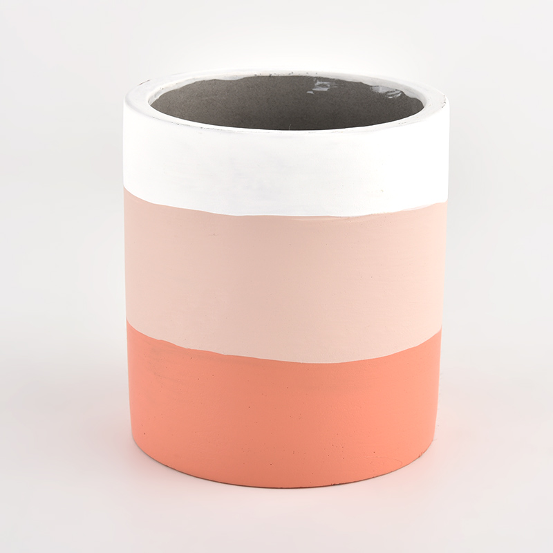 pemegang lilin konkrit silinder tersuai dengan lukisan berwarna-warni