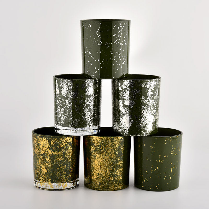 Luxury 8oz 10oz dark green cylinder glass candle jar for wholesale