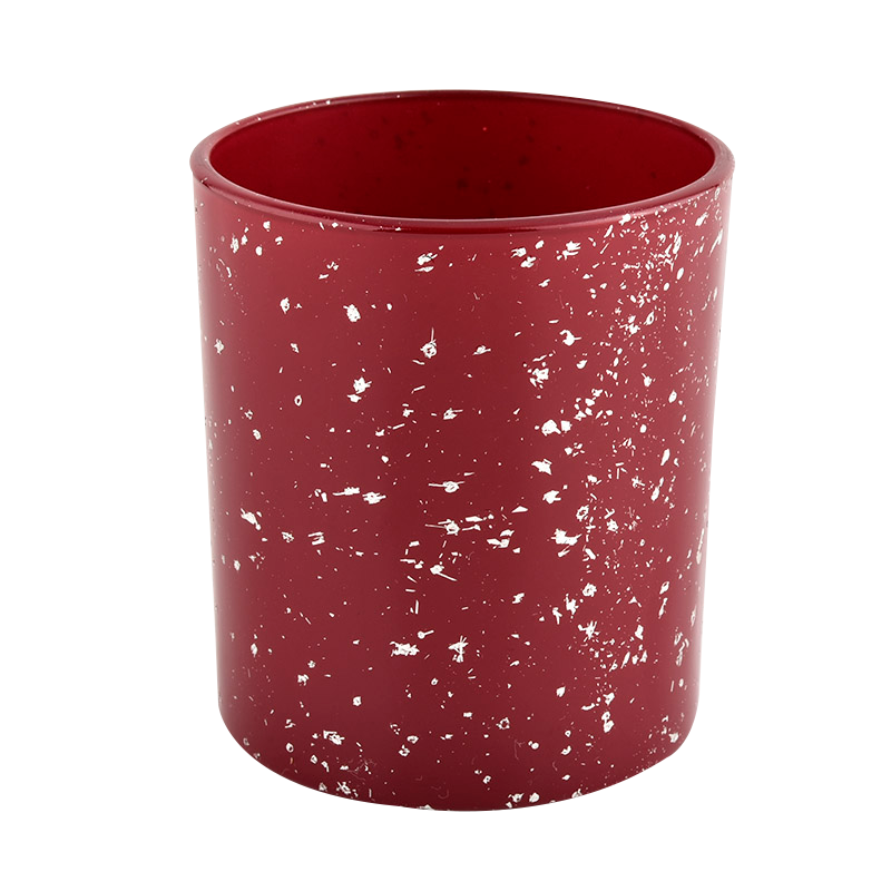 red glass candle holders with speckle for Christmas season