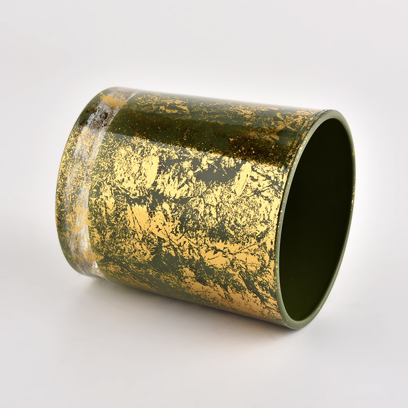 8oz custom color decorative luxury glass jar with golden