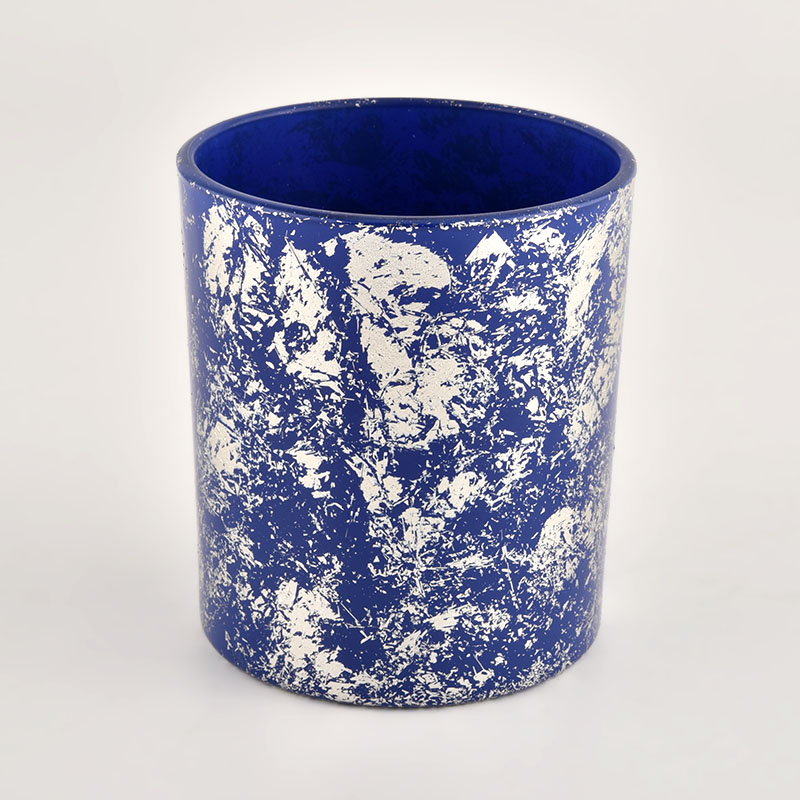 recipiente de vela de vidrio decorativo azul 8 oz